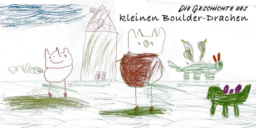Der kleine Boulder-Drache - von Vorschulkindern gemalt